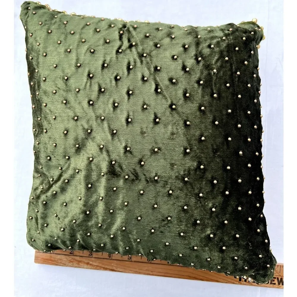 Festive Pillow Lot 2 Crate & Barrel Pier 1 Beaded Jingle Bells Removable Covers